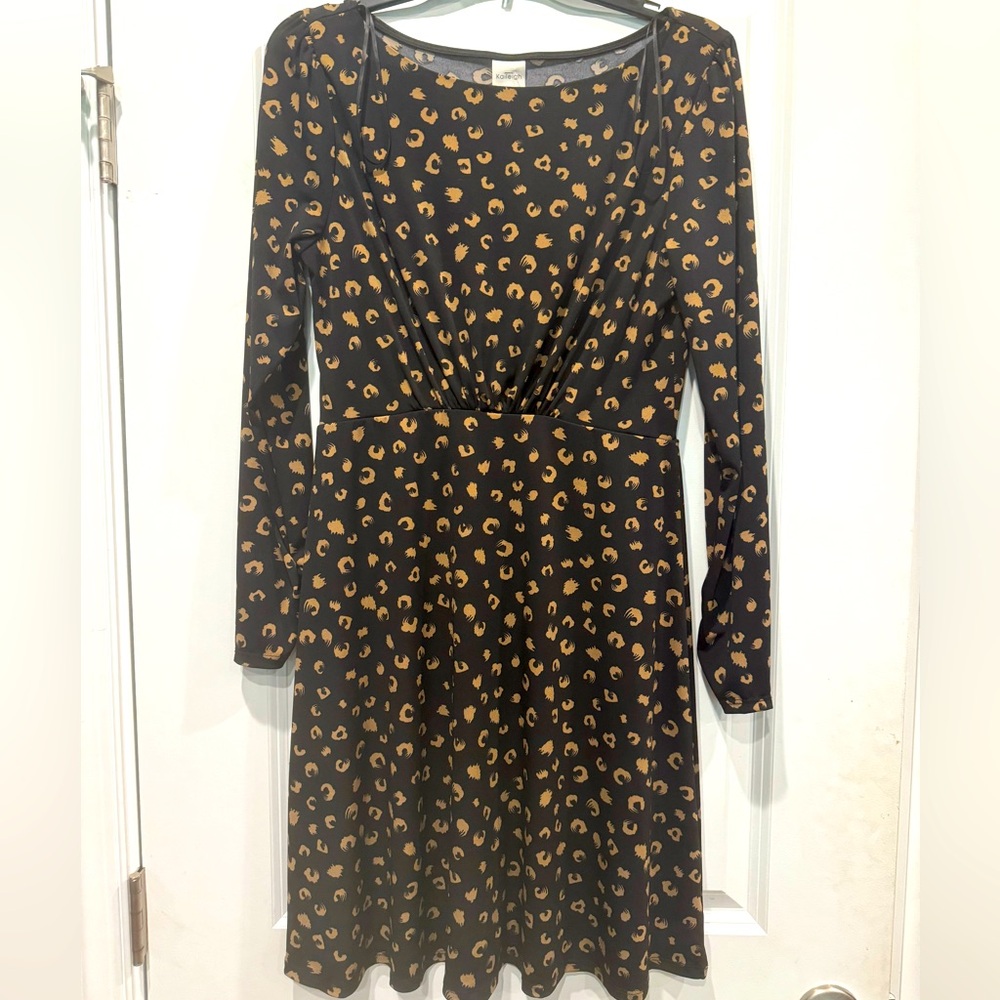 Kaileigh Stitch Fix long sleeve dress black and brown seize medium